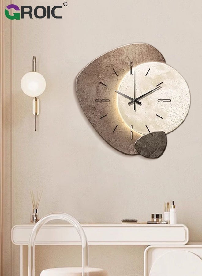GROIC Moon Wall Clock, Silent Quality Quartz Clock Battery Operated, Large Unique Clock for Living Room,Kitchen,Home,Bathroom,Bedroom Wall Decor, 40cm Modern Minimalist Decorative Quartz Clock - Image 4